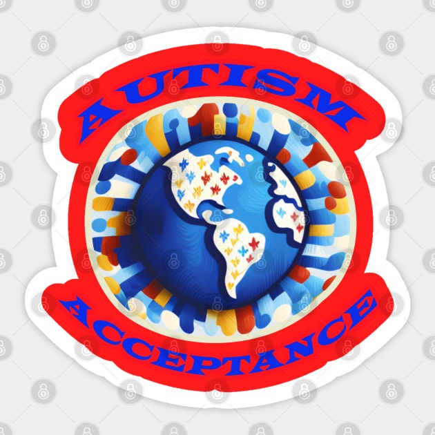Autism Acceptance Circle Autism Acceptance Circle Sticker Teepublic